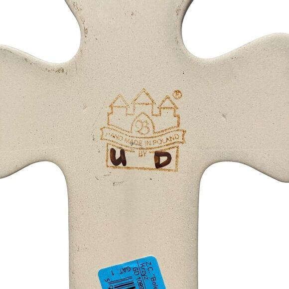 Hand Made Polish Pottery Painted Ceramic Cross Wall Hanging Grapes - Picture 5 of 6